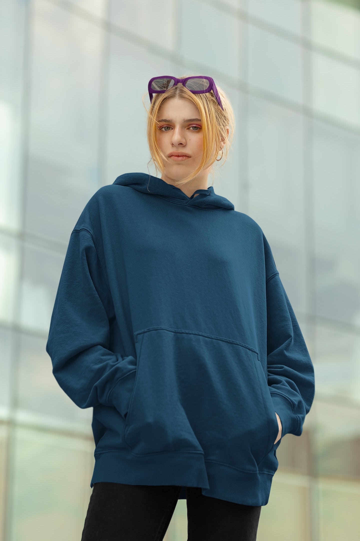 Women's Oversized Navy Blue Hoodie | The OddBall Wagon