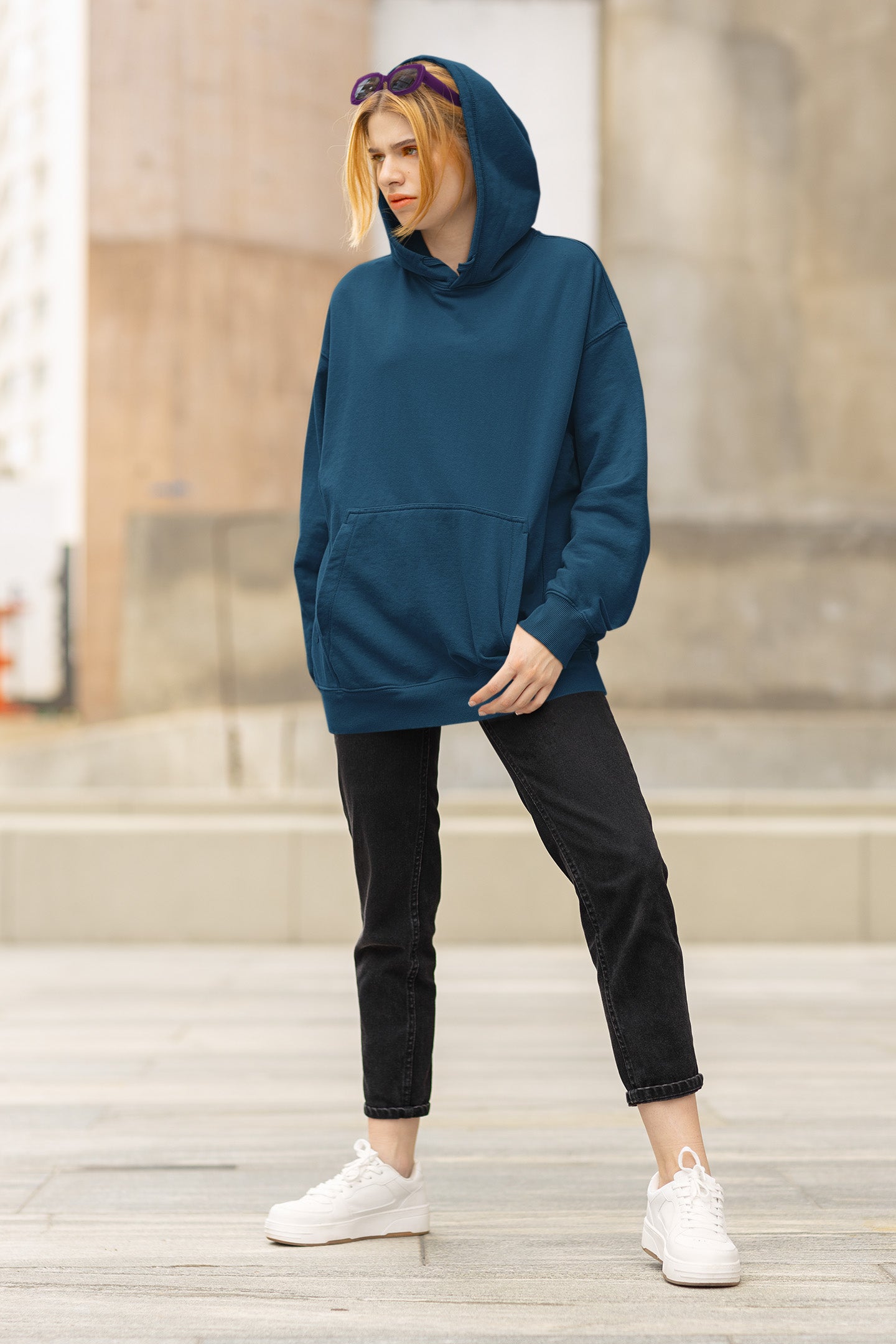 Women's Oversized Navy Blue Hoodie | The OddBall Wagon