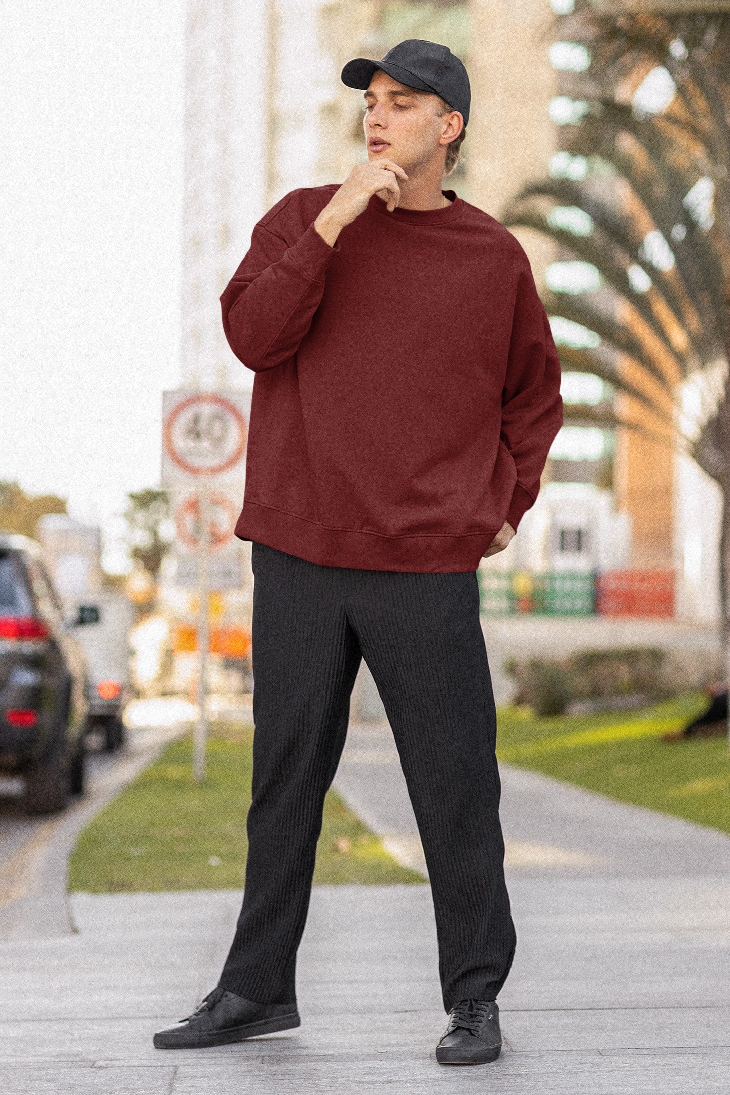 Classic Men's Maroon Sweatshirt | The OddBall Wagon