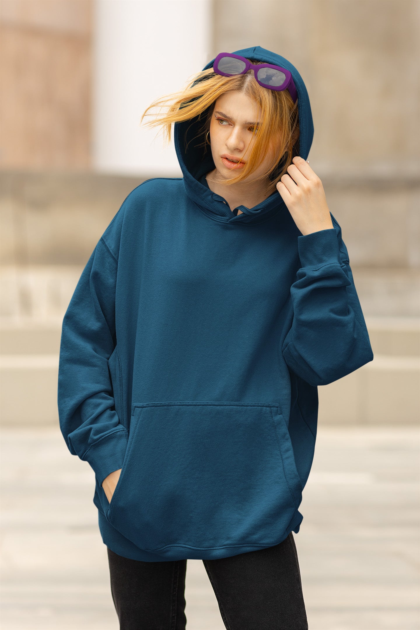 Women's Oversized Navy Blue Hoodie | The OddBall Wagon