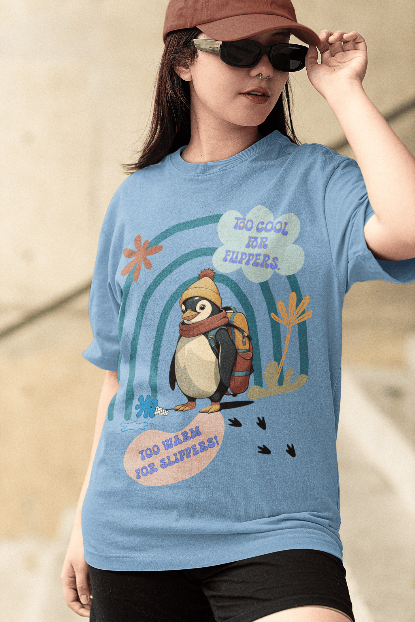 Cool Penguin Oversized T-Shirt | The OddBall Wagon